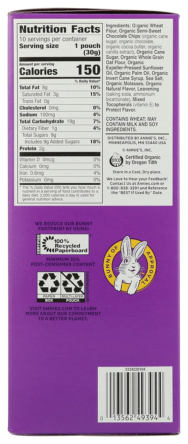Annie's Organic Chocolate Chip Cookie Bites, 10 Pouches, 10.5 oz