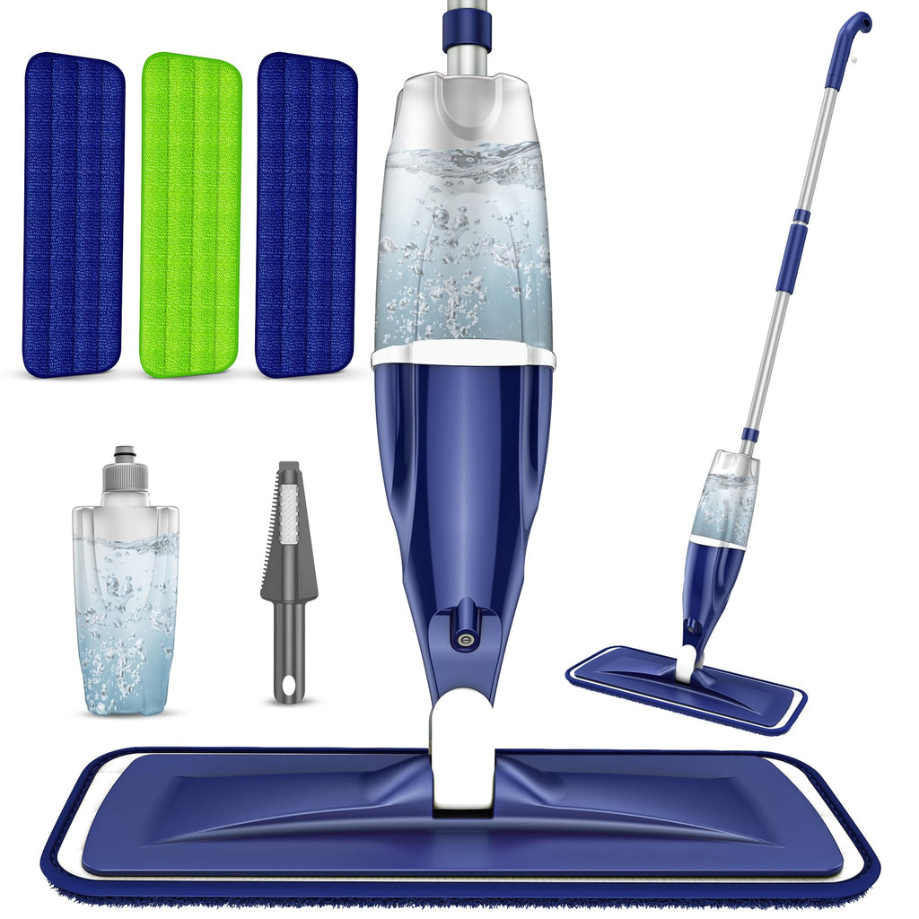 Microfiber Spray Mops for Floors Cleaning: Wet Dry Mop Hardwood Floor Mops | 3 Washable Reusable Pads for Swiffer Powermop, Flat Mop with Sprayer Microfiber Dust Mop, for Tile Wood Laminate Vinyl Marble