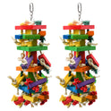 RUBY.Q 2 Pack Large Parrot Toy, 20in Bird Parrot Toy, Multicolored Natural Wooden Bird Chewing Toys for Large Macaws, African Grey and a Variety of  Parrots