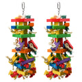 RUBY.Q 2 Pack Large Parrot Toy, 20in Bird Parrot Toy, Multicolored Natural Wooden Bird Chewing Toys for Large Macaws, African Grey and a Variety of  Parrots