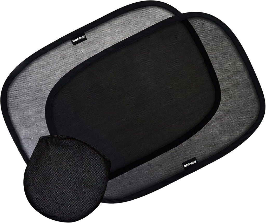 Enovoe Car Window Shades for Baby (4 Pack) - 21"x14" - Sun Shade Blocker, Cling - Glare Shield and UV Rays Protection for Your Child - Side Windows Screens for SUV- Mesh Window Shades for Car Baby