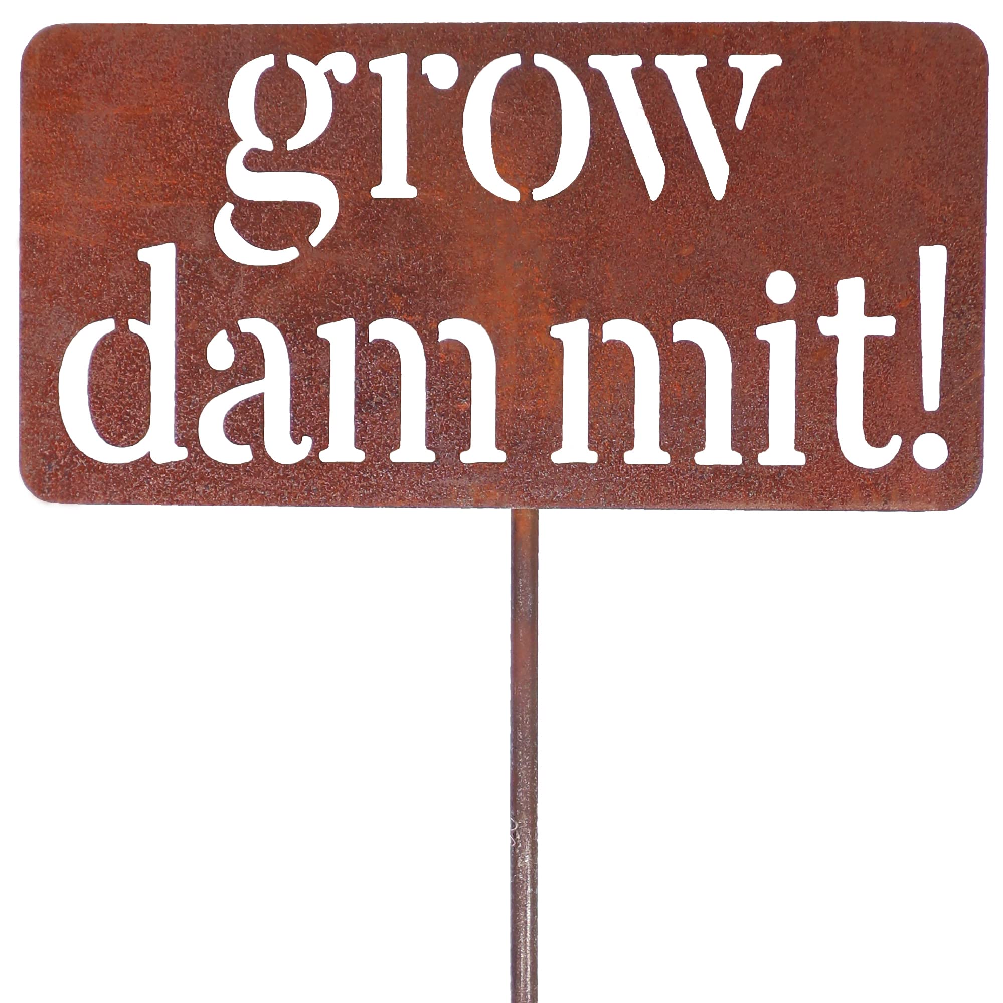 Grow Dammit Funny Garden Sign, Unique Outside Gardening Decor Outdoor, Flower Vegetable Garden Accessories, Fun Gardening Gifts for Women Men Mom Gardener Who Love Plants, Alloy Steel