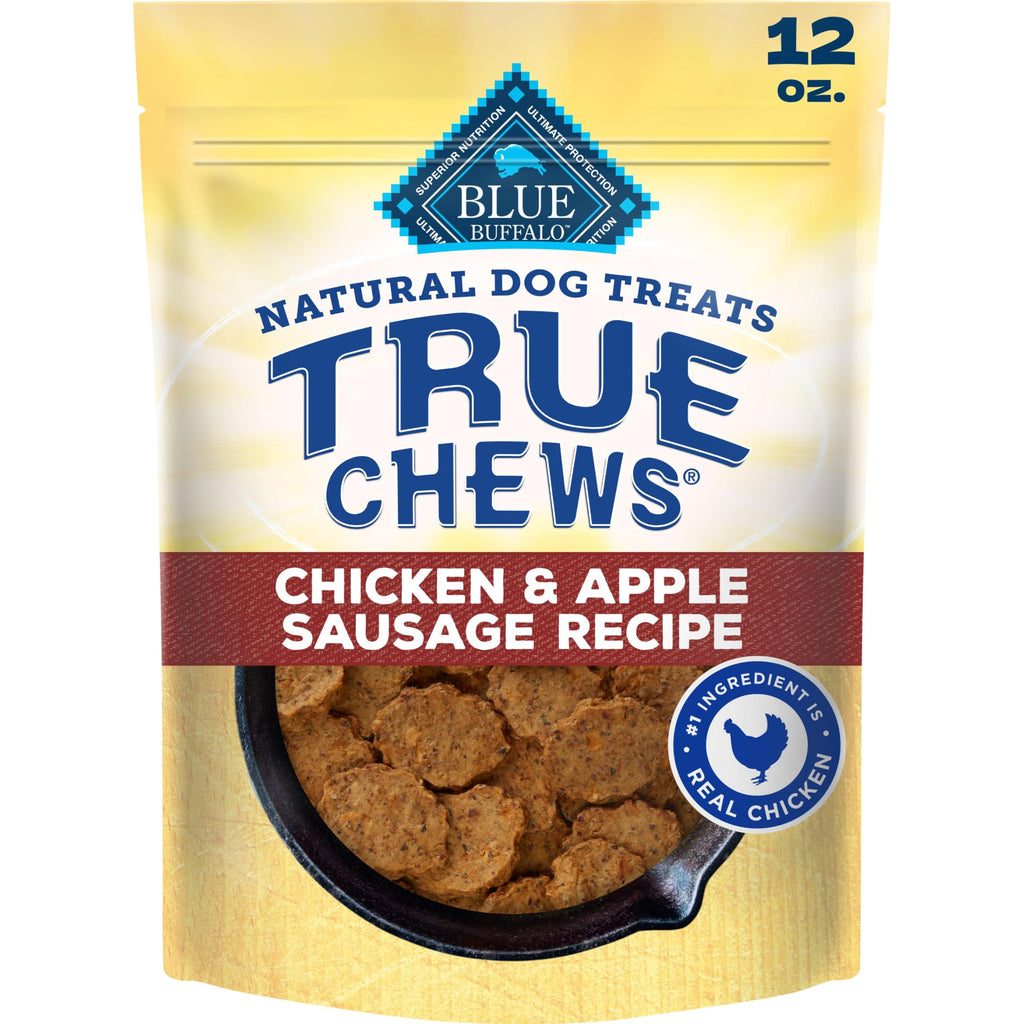 Blue Buffalo True Chews Chicken & Apple Sausage Natural Dog Treats, Real Meat Dog Snacks, Healthy Reward or Training Treat, Made in the USA with Real Chicken & Natural Ingredients, 12 oz.