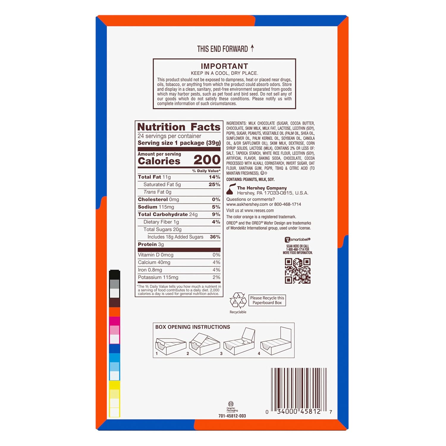 REESE'S OREO Milk Chocolate and White Creme Peanut Butter Cups, Candy Packs, 1.4 oz (24 Count)
