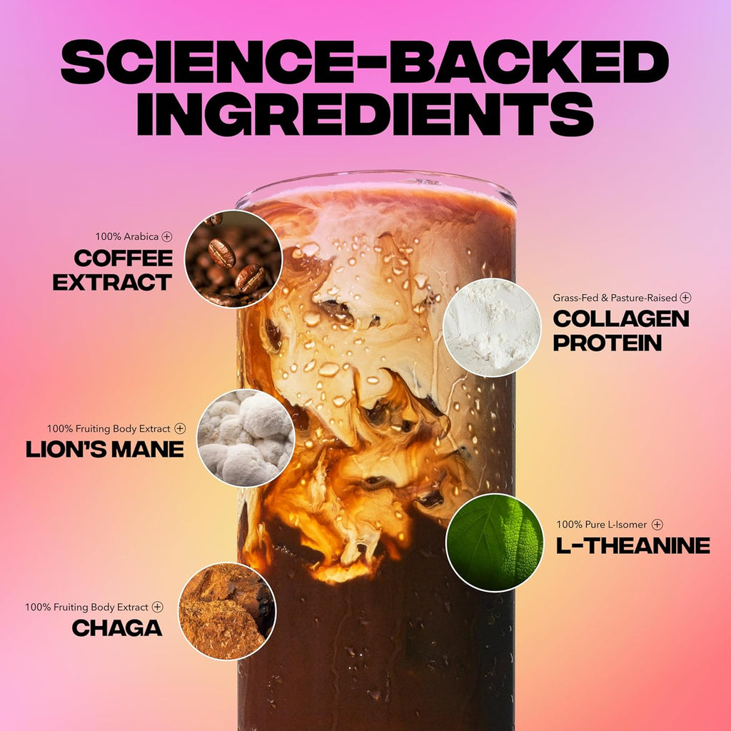 Everyday Dose Premium Adaptogenic Mushroom Coffee with Grass-Fed Collagen, Chaga, Lions Mane & L-Theanine for Better Focus, Energy, Digestion, Skin, and Immunity 30 Servings