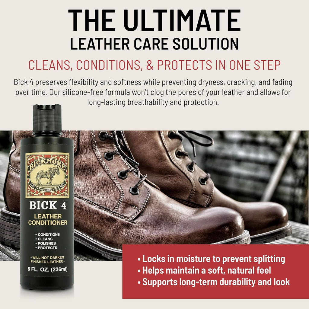 Bickmore Bick 4 Leather Conditioner - Best Since 1882 - Cleaner & Conditioner - Restore Polish & Protect All Smooth Finished Leathers