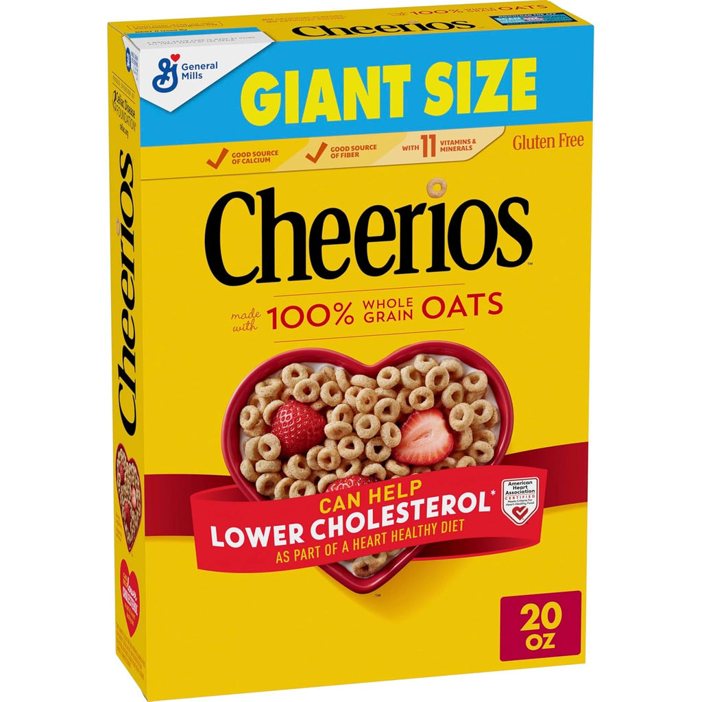 Cheerios Cereal, Limited Edition Heart Shapes, Affirmations Box, Heart Healthy, Gluten Free, Giant Size, 20 oz
