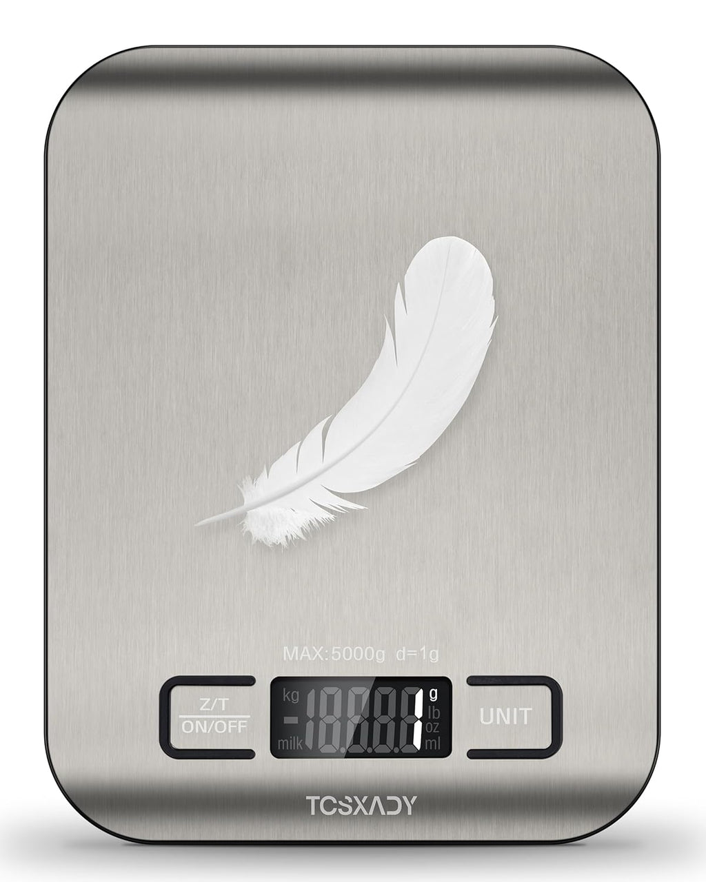 Food Scale, 11lb Digital Kitchen Scale with 6 Units LCD Display and Tare Function,Compact Design for Baking,Healthy Cooking,Meal Prep, 304 Stainless Steel