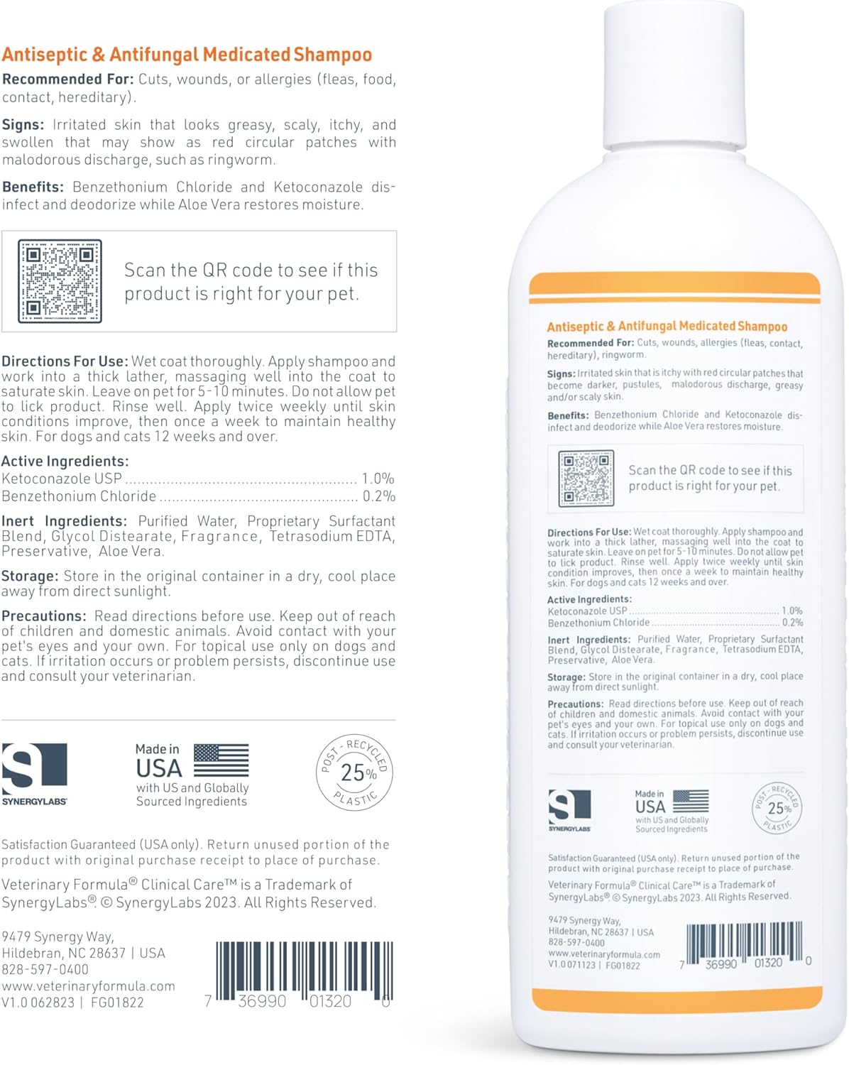 Veterinary Formula Clinical Care Antiseptic and Antifungal Medicated Shampoo for Dogs & Cats, 16 Fl Oz – Helps Alleviate Scaly, Greasy, red Skin – Paraben, Dye, Soap-Free (1 Pack)