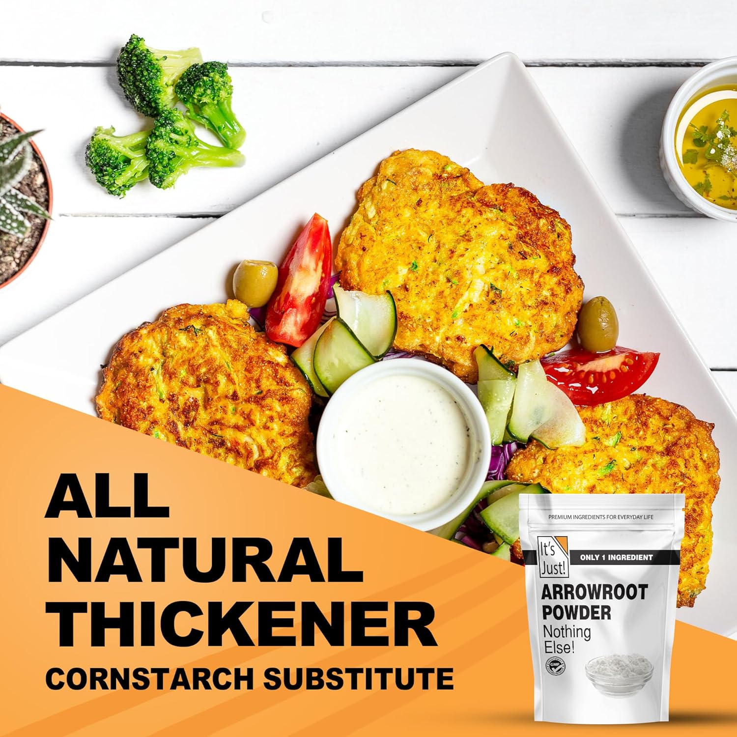 It's Just - Arrowroot Powder, 8oz, Natural Thickener, Gluten-Free, Dairy-Free, Non-GMO, Cornstarch Substitute