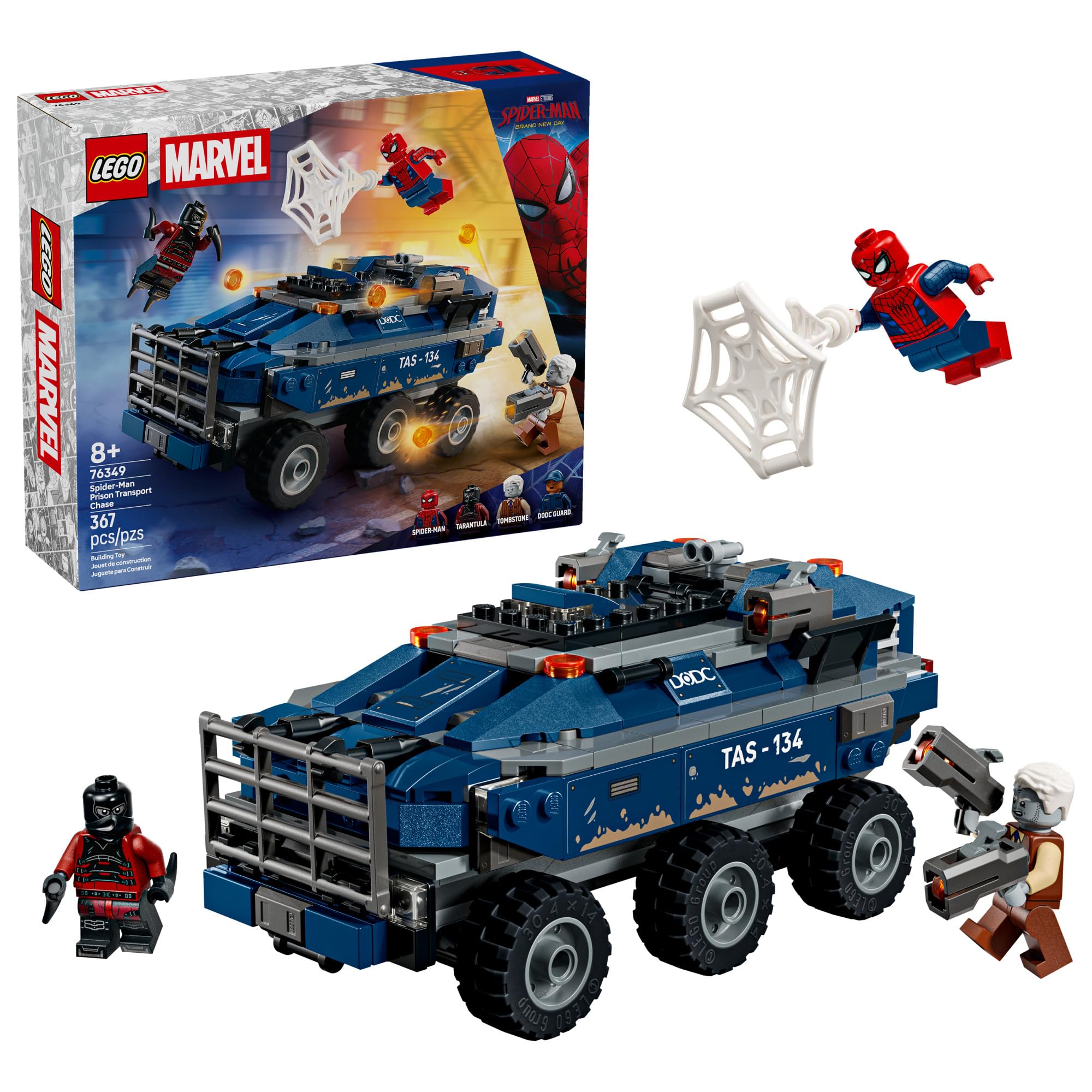 LEGO Marvel Spider-Man Prison Transport Chase - Super Hero Building Toy for Boys & Girls, Ages 8+ - Includes 4 Minifigures - Spider-Man Toy for Fans - Gift for Birthdays - 76349