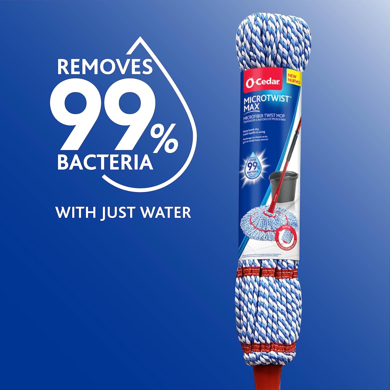 O-Cedar MicroTwist MAX Microfiber Twist Mop with 1 Extra Refill | Features Hands-Free Wringing | Extra Large 18-Inch Mop Head | Safe on All Floor Types