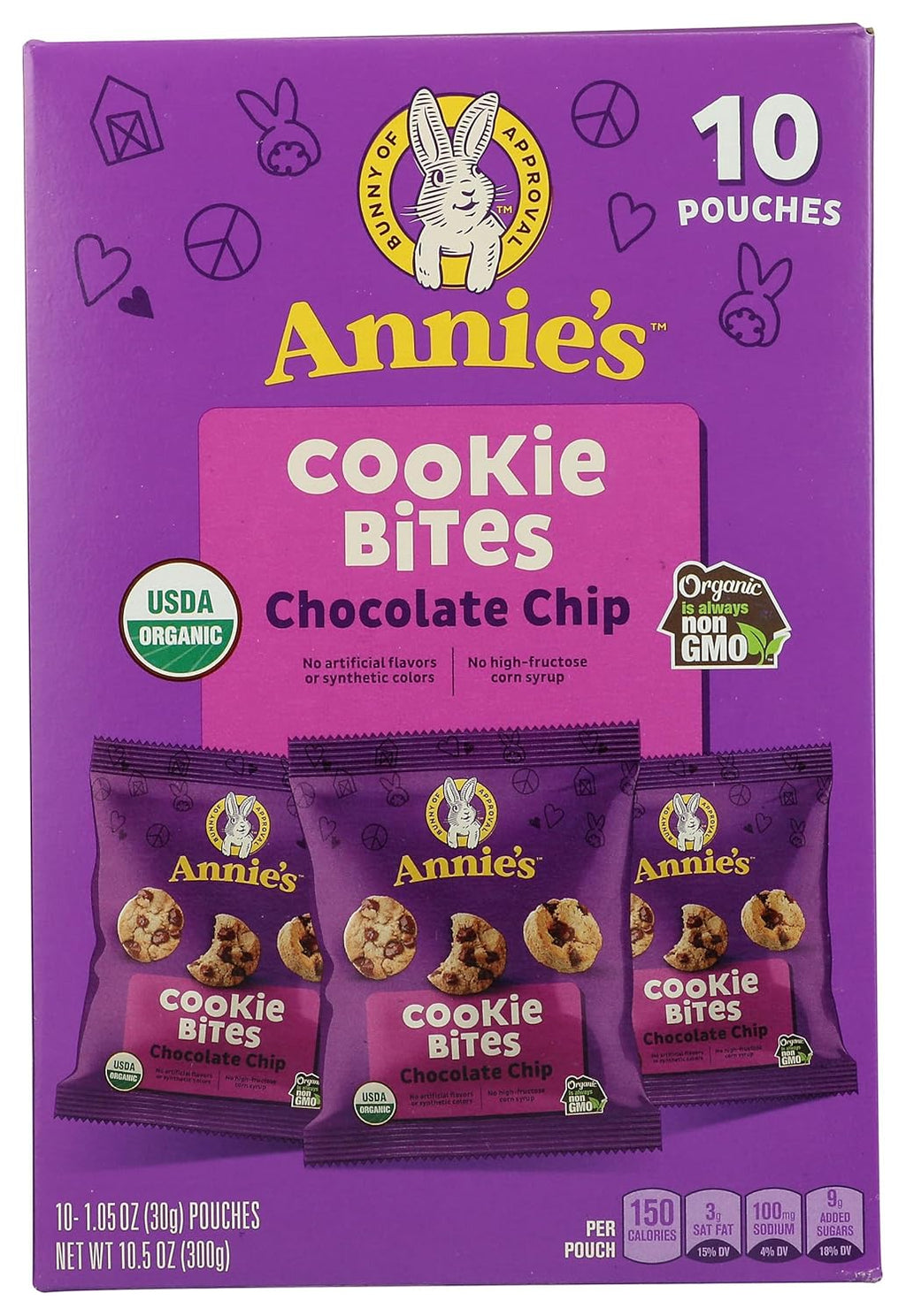 Annie's Organic Chocolate Chip Cookie Bites, 10 Pouches, 10.5 oz
