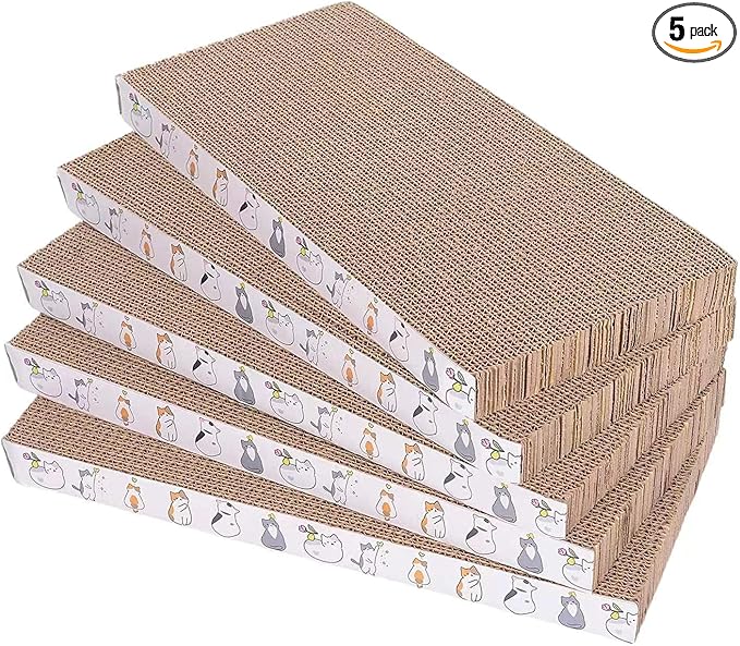 5 Packs cat Scratcher Toys Reversible Scratching Post Board for Indoor Cats Cardboard pad Sleep Play and Grind Claws