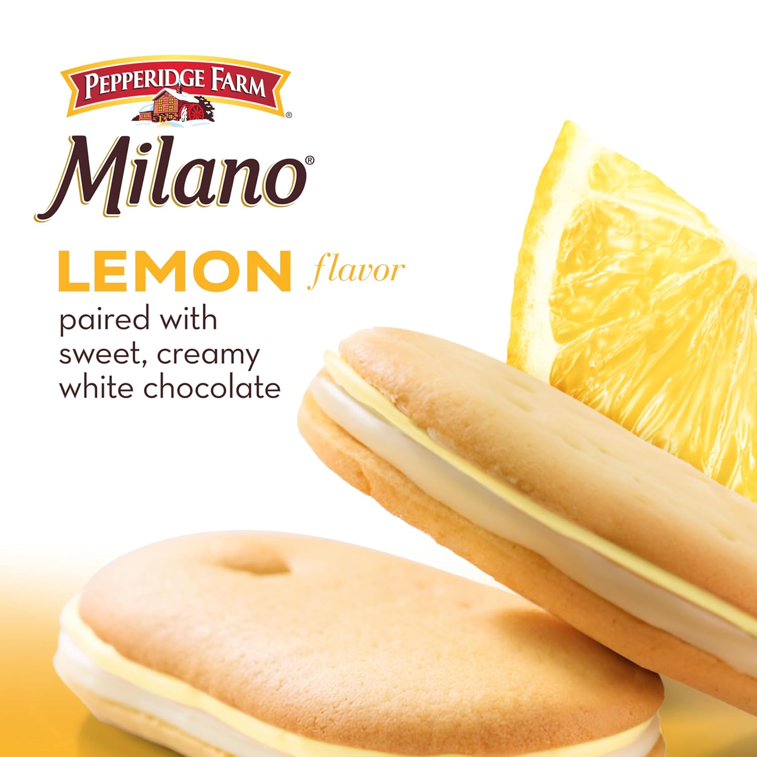 Pepperidge Farm Milano White Chocolate Lemon Flavored Cookies, 7 Oz Bag