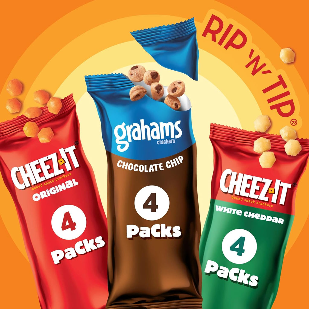 Gripz Mini Baked Snack Crackers, Sweet and Salty Snacks, Variety Pack, 11oz Box (12 Pouches)