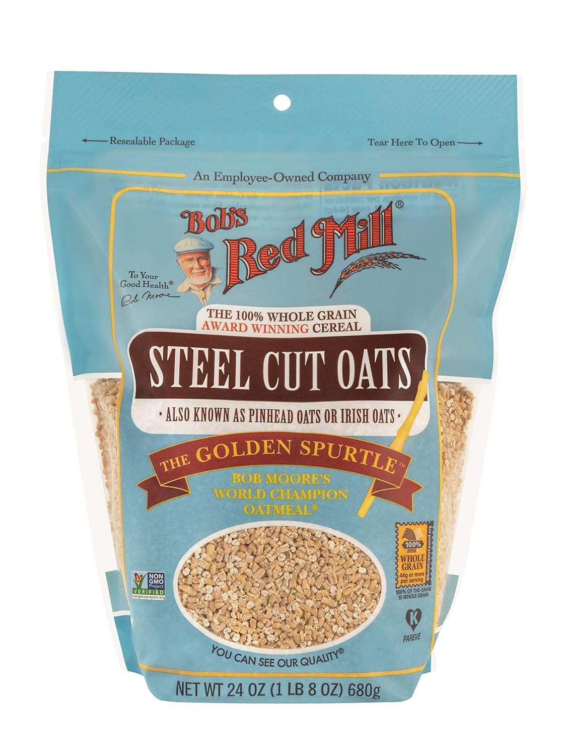 Bob's Red Mill Steel Cut Oats, 24oz (Pack of 4) - Non GMO, Whole Grain, Vegan, Kosher