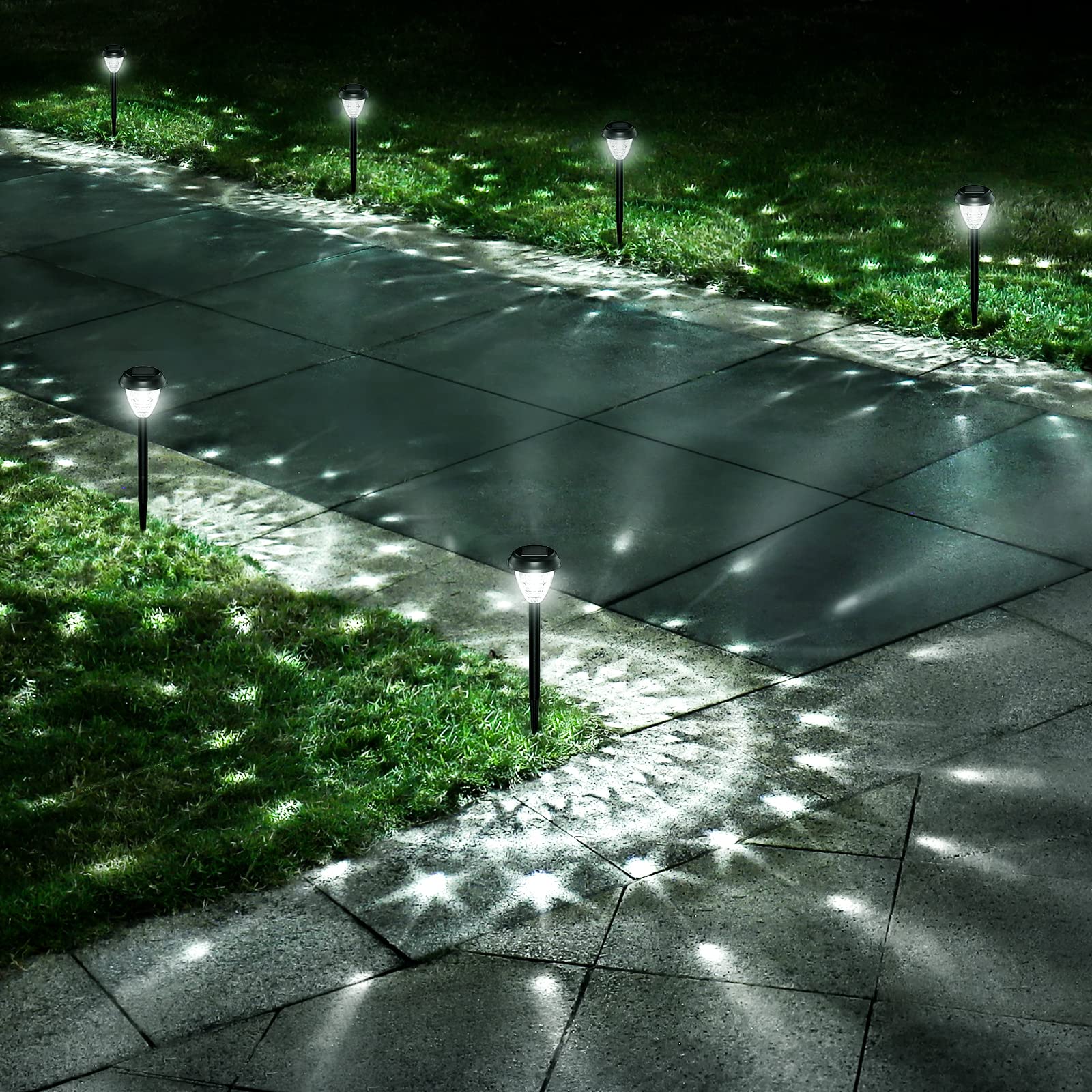 Super Bright Solar Lights Outdoor Waterproof-10 Pack, Dusk to Dawn Up to 12 Hrs Solar Powered Outdoor Pathway Garden Lights Auto On/Off, LED Landscape Lighting Decorative for Walkway Patio Yard