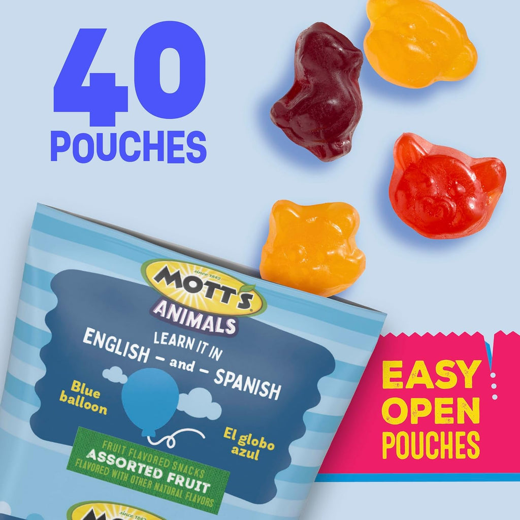Mott's Animals Assorted Fruit Flavored Snacks, Valentine's Day, Gluten Free, Family Pack, 40 Ct, 32 oz
