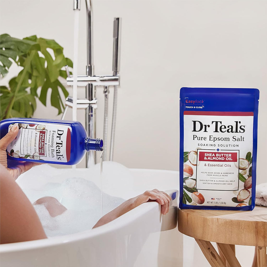 Dr Teal's Epsom Salt Magnesium Soak, Soften & Moisturize with Shea Butter & Almond Oil, 3 lbs
