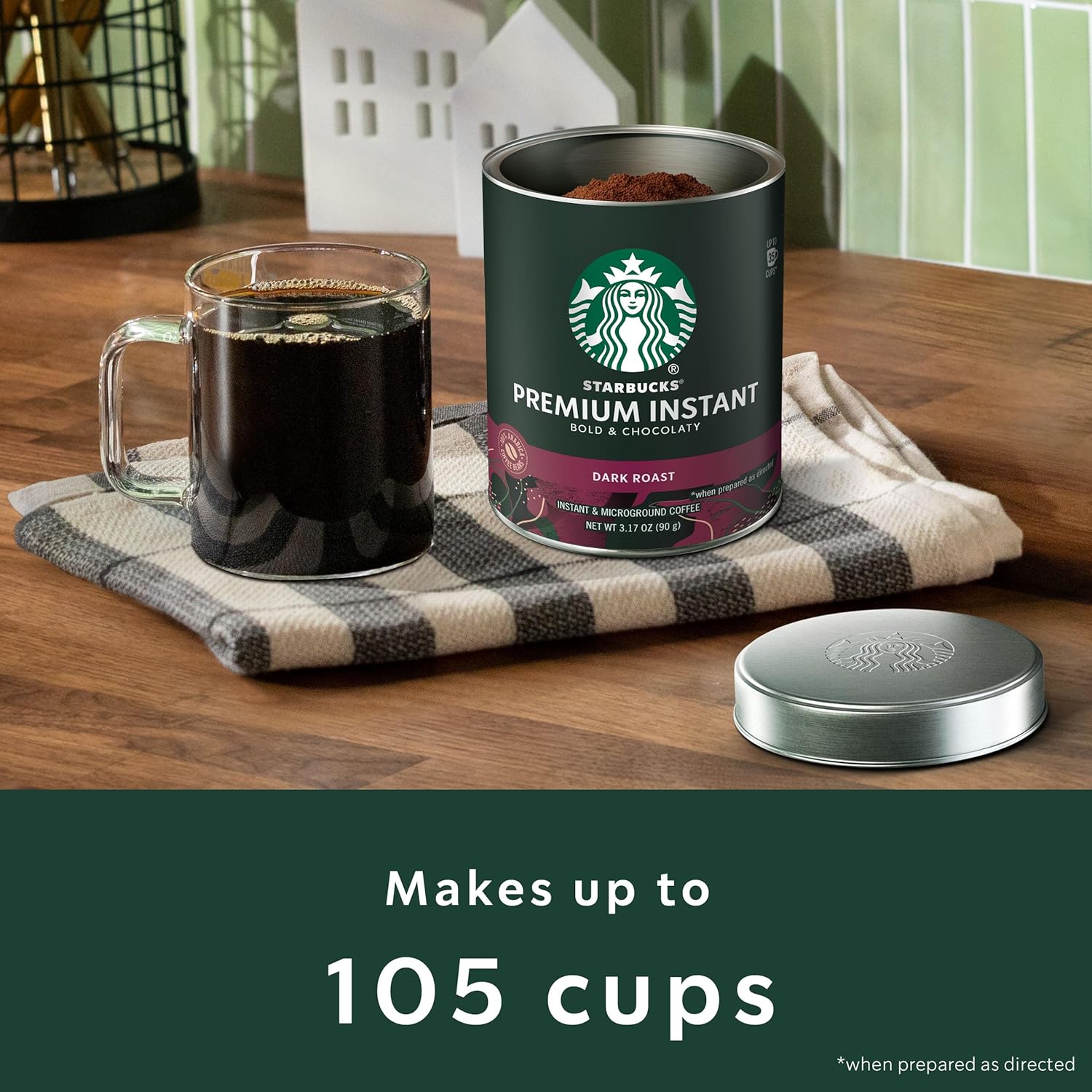 Starbucks Premium Instant Coffee, Dark Roast Coffee, Arabica Beans, Three 3.17 oz Tins