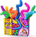 Nutty Toys Pop Tubes - Large 8-Pack Sensory Toys - Creative STEM Learning for Kids and Toddlers - Connect & Pop! Top ADHD Autism Fidget 2025, Best Boy & Girl Stocking Stuffers Gifts Idea