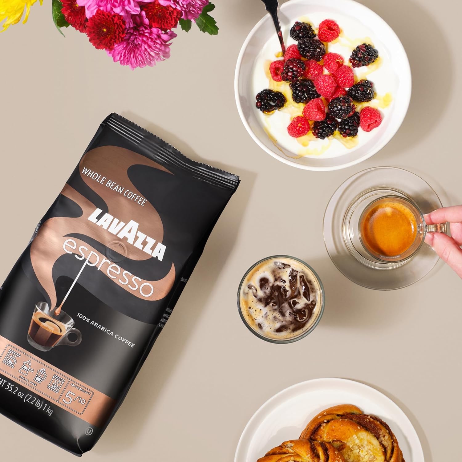 Lavazza Espresso Whole Bean Coffee, Medium Roast, 100% Arabica, 2.2 lb Bag