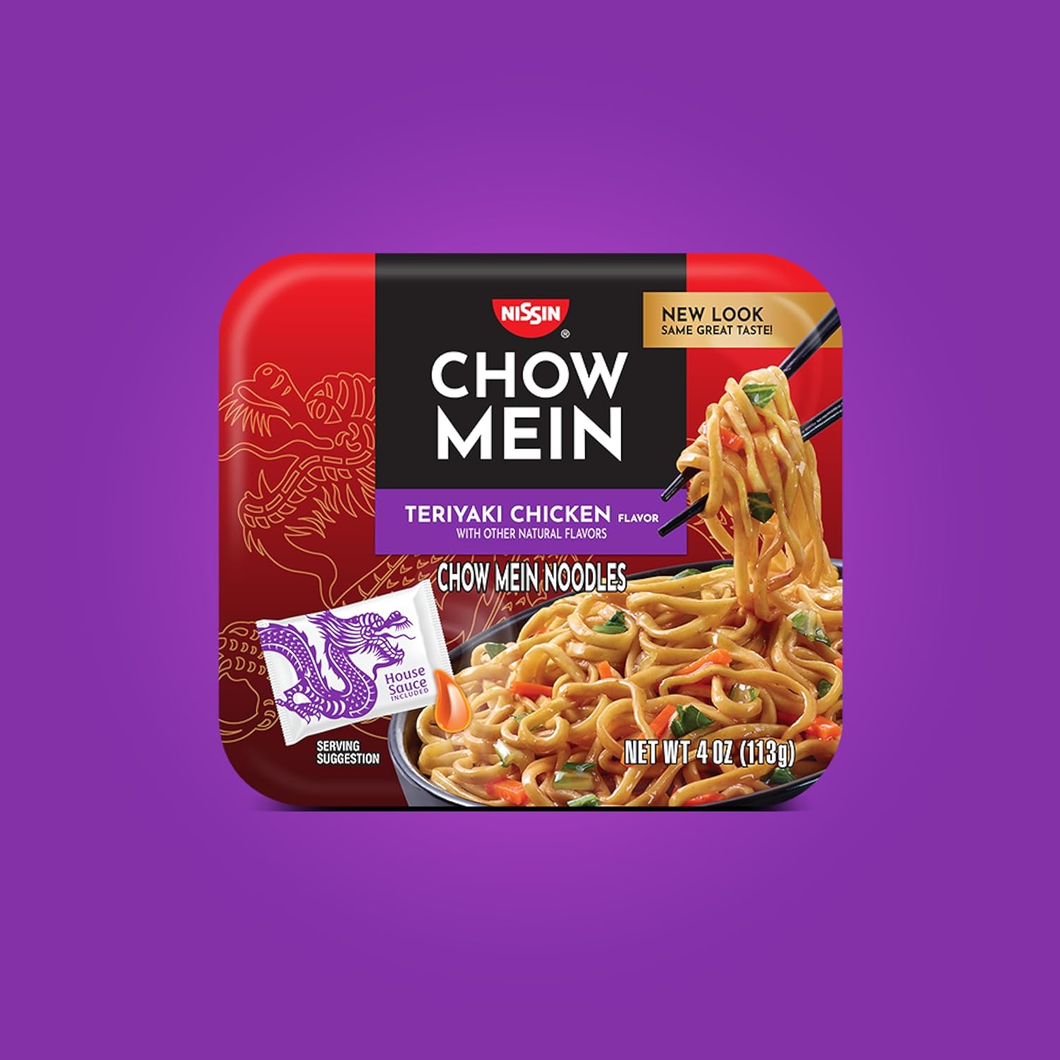 Nissin Chow Mein Noodles, Teriyaki Chicken, 4 Ounce (Pack of 8)