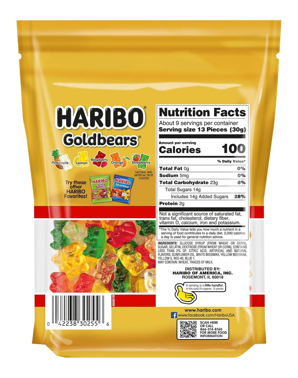 HARIBO Goldbears, Gummi Candy, 10 oz Resealable Bag, Assorted Flavors