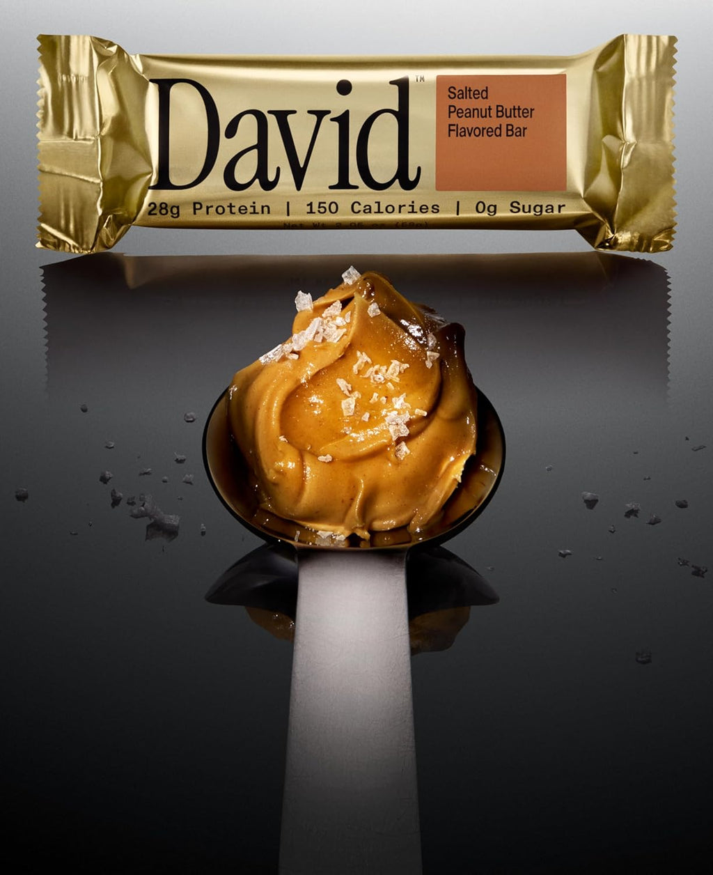 David High Protein Bars No Sugar - Sugar Free Protein Bars, Low Carb, Gluten Free - 28g of Protein, 150 Calories - David Bar On-The-Go Snack - Salted Peanut Butter Flavor, Pack of 12