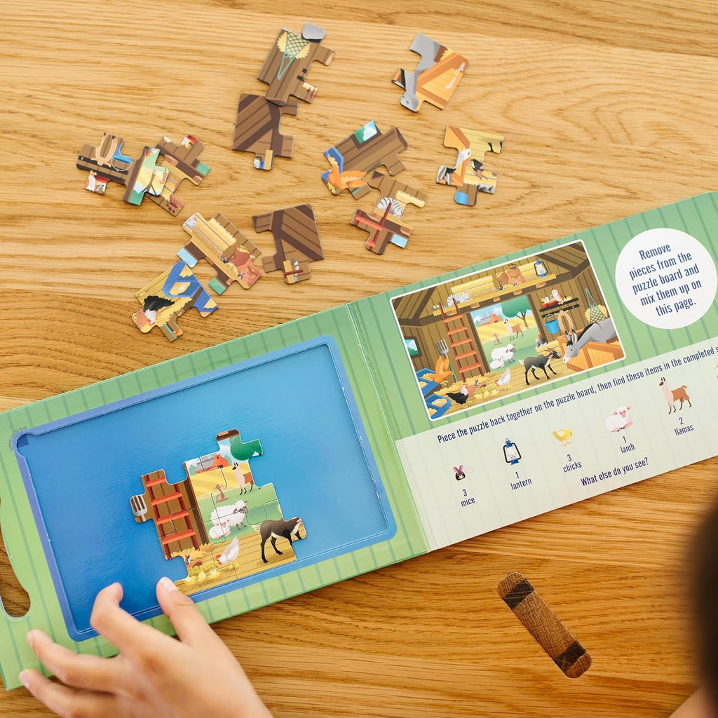 Melissa & Doug Take-Along Magnetic Jigsaw Puzzle Set – On the Farm (2 x 15 Piece) Travel Activity Toy for Preschoolers and Kids Ages 3+ - FSC Certified