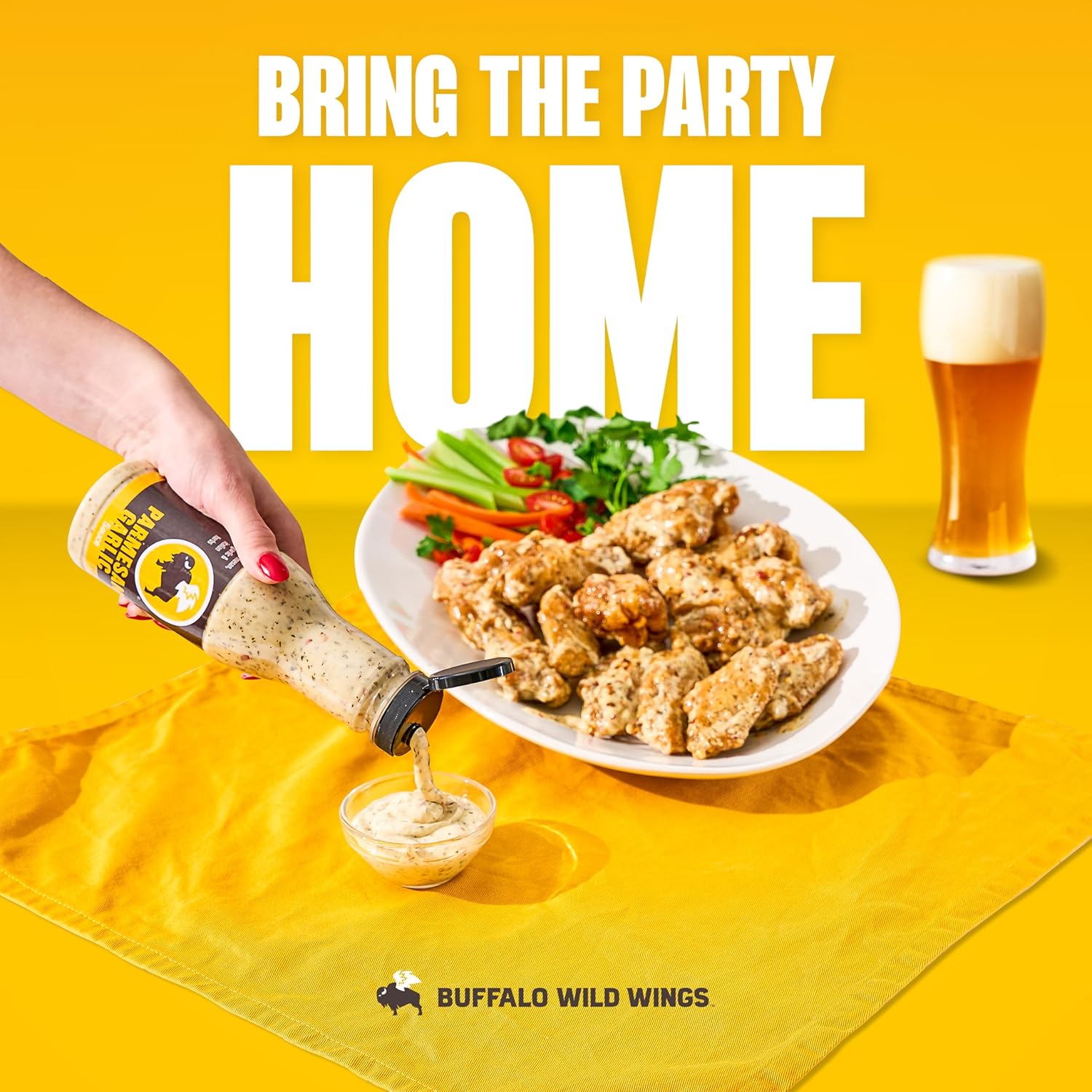 Buffalo Wild Wings Parmesan Garlic Sauce, 12 fl. oz., Perfect Dipping Sauce, Chicken Marinade, Chicken Parmesan Topping and Wing Seasoning, Made with Italian Herbs