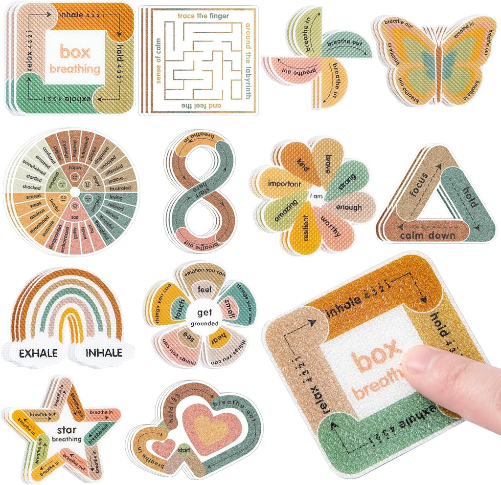 Sensory Strips for Anxiety Calming Stickers, 36Pcs 2 Textured for Mood Calming, Breathing Mindfulness Fidget Sticker for Kids, Anxiety Relief at Office & Classroom Desk