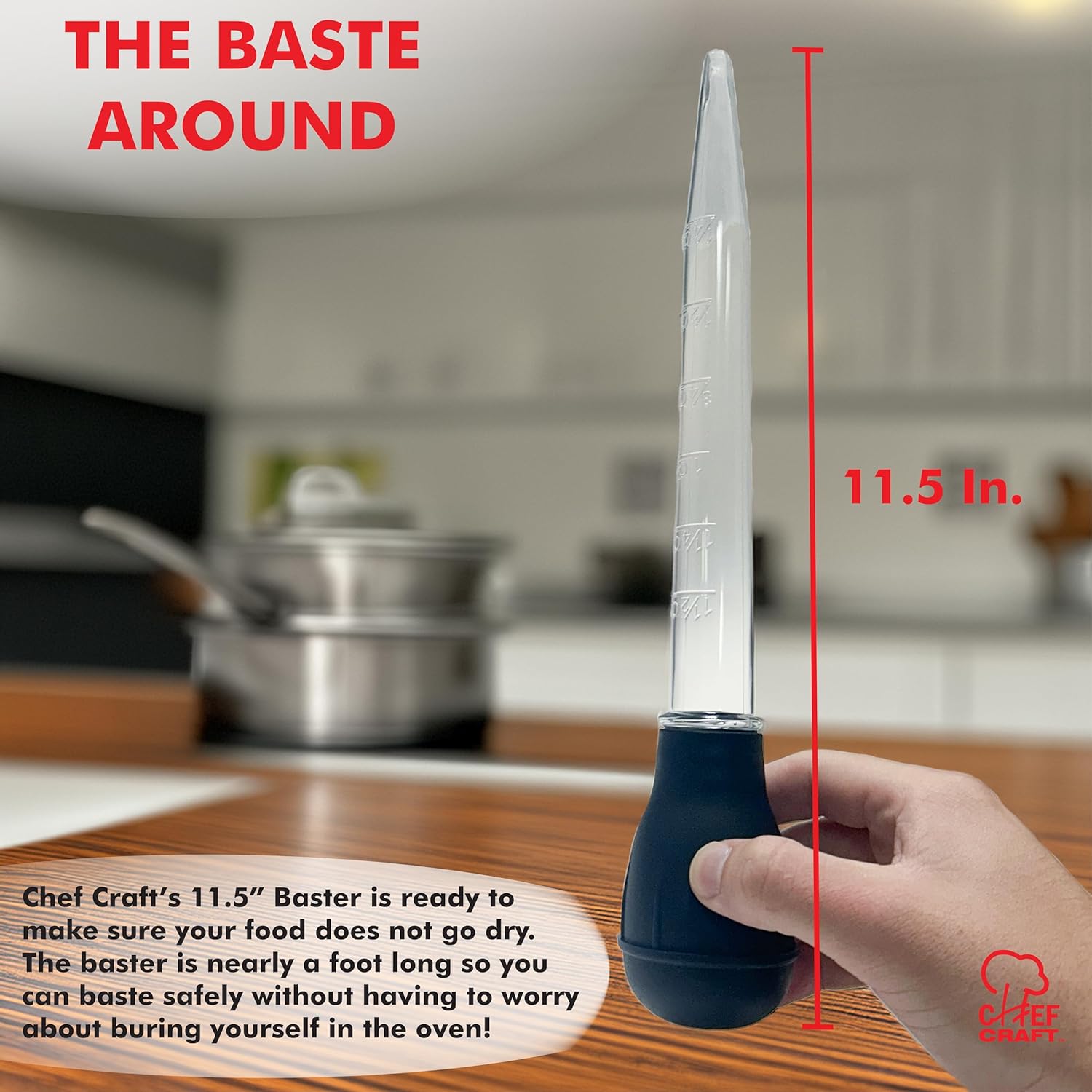 Chef Craft Classic Baster with Clear Tube, 11.5 inches in Length, Black