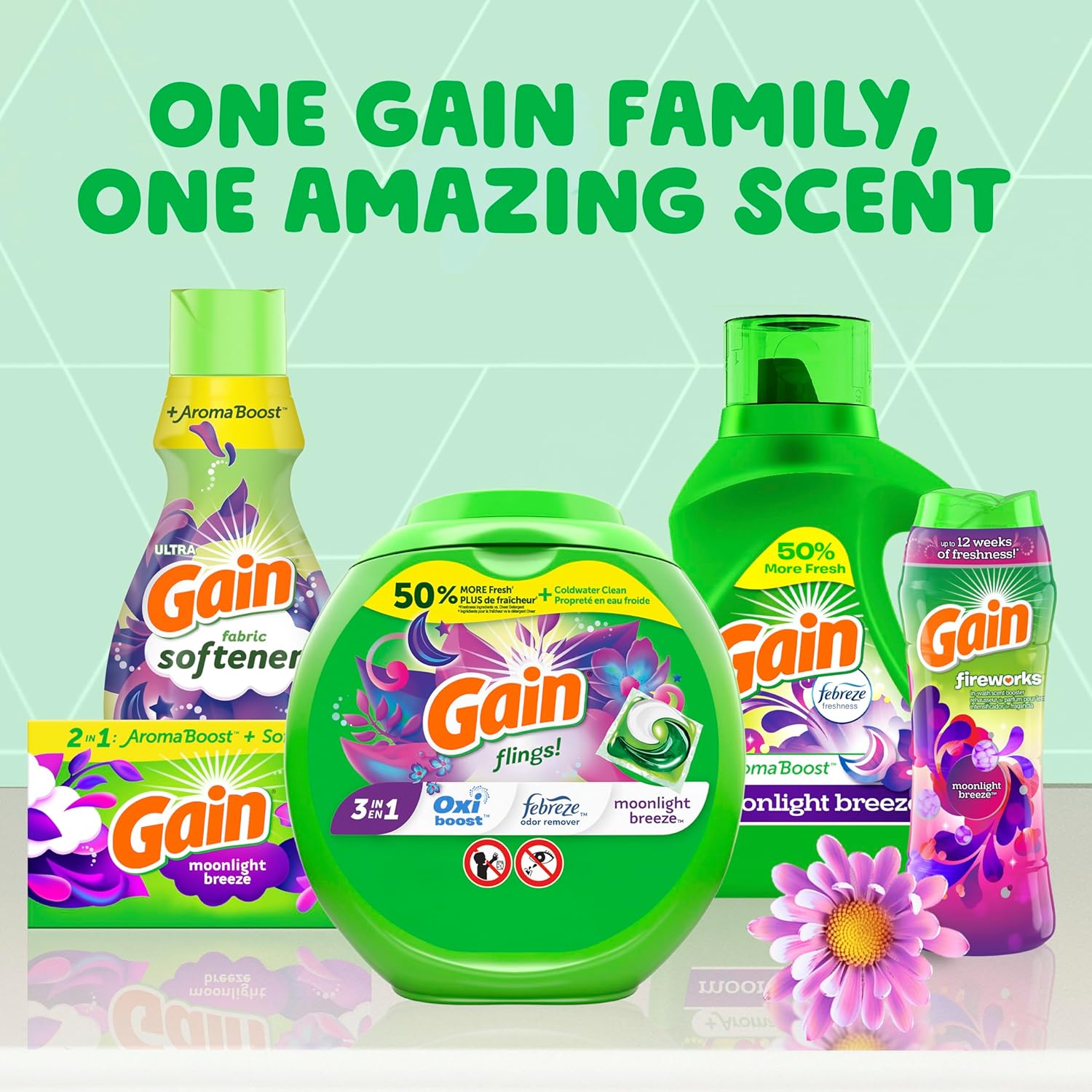 Gain Liquid Laundry Detergent, Moonlight Breeze Scent, 65 fl oz x 2, 45 x 2 loads, Freshness + Odor Fighting, High Efficiency Washing Machine Liquid Cleaning Soap