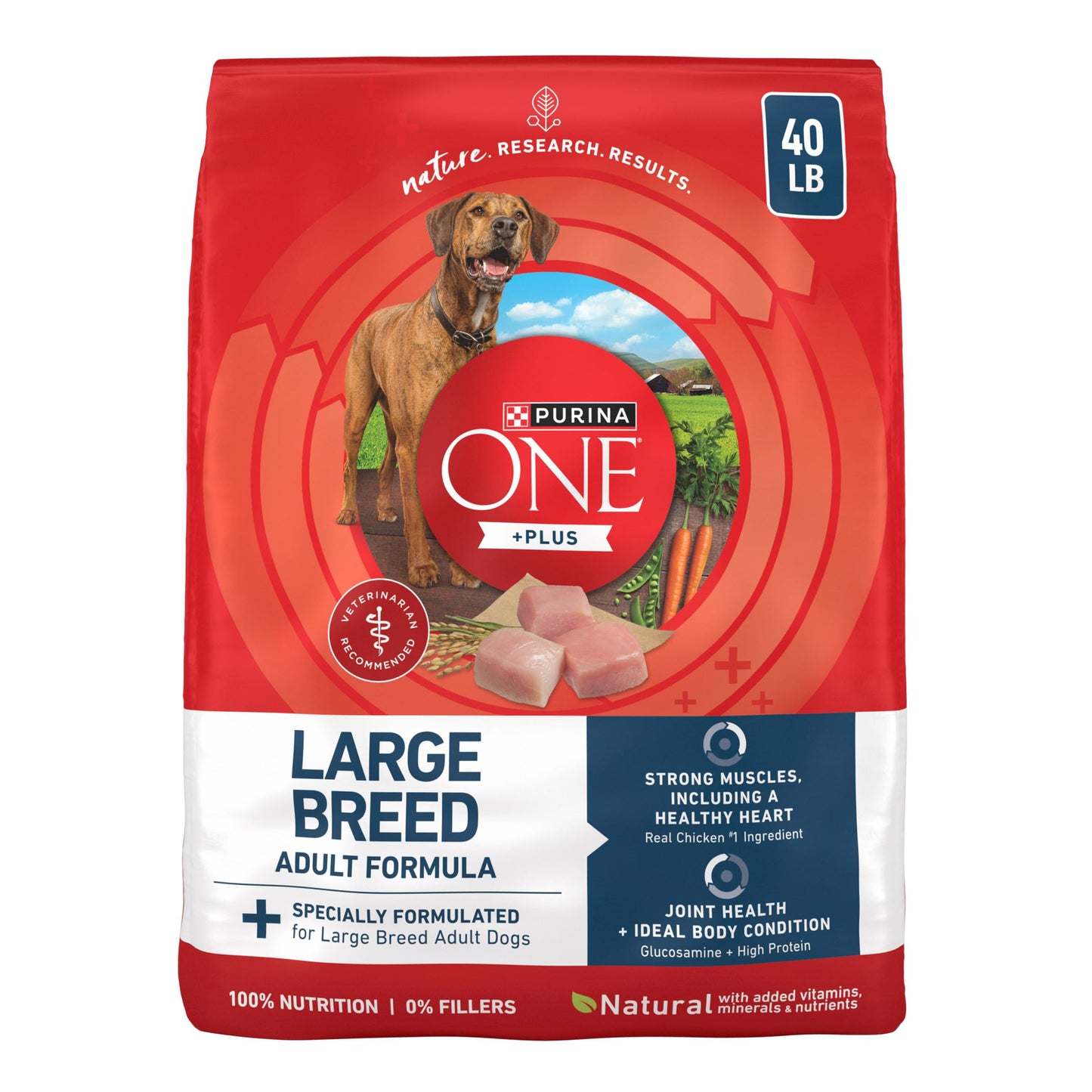 Purina ONE Plus Large Breed Adult Dog Food Dry Formula, Real Protein Rich Natural Chicken Flavor - 40 lb. Bag