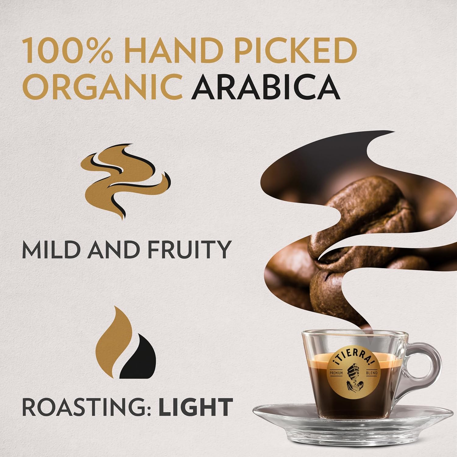 Lavazza ¡Tierra! Organic for Planet Whole Bean Coffee, Light Roast, 100% Arabica, 2.2 lb Bag (pack of 1)