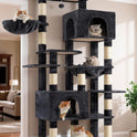 Heybly Cat Tree, 76-Inch Tall Heavy Duty Cat Tower for Big Cats with Extra Wide Baseboard, Multi-Level Large Cat Furniture with 2 Condos & 2 Hammocks, 10 Scratching Posts, Smoky Gray HCT039G