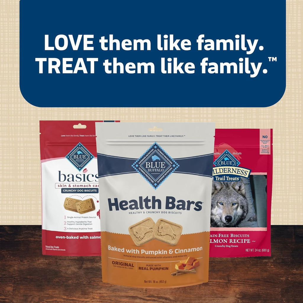 Blue Buffalo Health Bars Crunchy Dog Biscuits, Oven-Baked With Natural Ingredients, Pumpkin & Cinnamon, 16-oz Bag