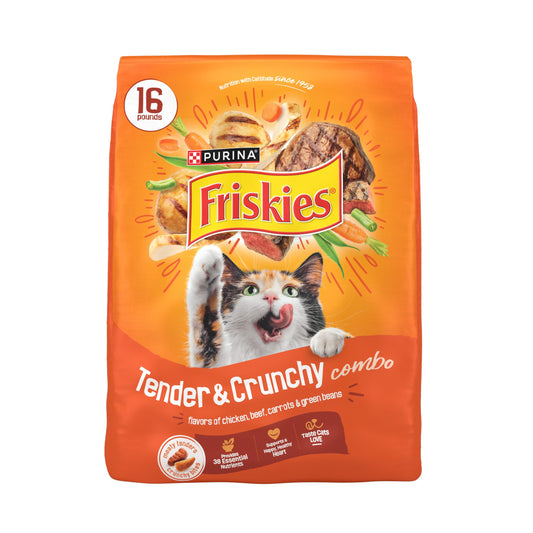 Purina Friskies Tender and Crunchy Combo with Flavors of Chicken, Beef, Carrots and Green Beans Dry and Tender Cat Food - 16 Lb. Bag (Packaging may vary)