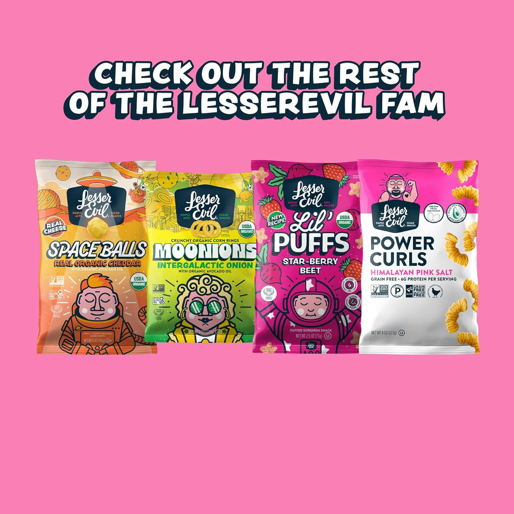 LesserEvil Himalayan Pink Salt Organic Popcorn, Premium Quality, Minimally Processed, No Vegetable Oil, 0.46 Oz, Pack of 24