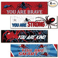 Geetery 4 Pcs Spider Room Decor Bedroom Boys Wall Decor Inspirational Wall Decoration Wooden Art Prints for Boys Kids Children Home Indoor Decoration Toddler Room Sign Birthday Gifts