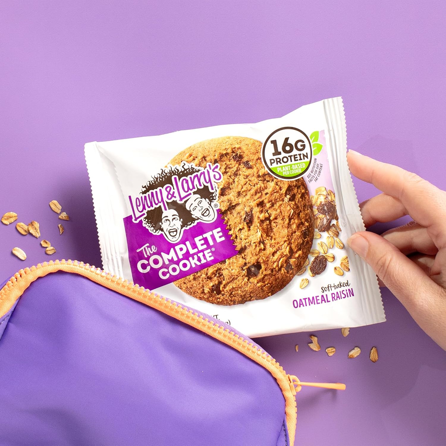 Lenny & Larry's Complete Protein Cookie, [Oatmeal Raisin], Chewy Soft Baked, 16g Plant Protein, Vegan, Non-GMO, High Fiber, [4 Ounce] Cookie (Pack of 12)