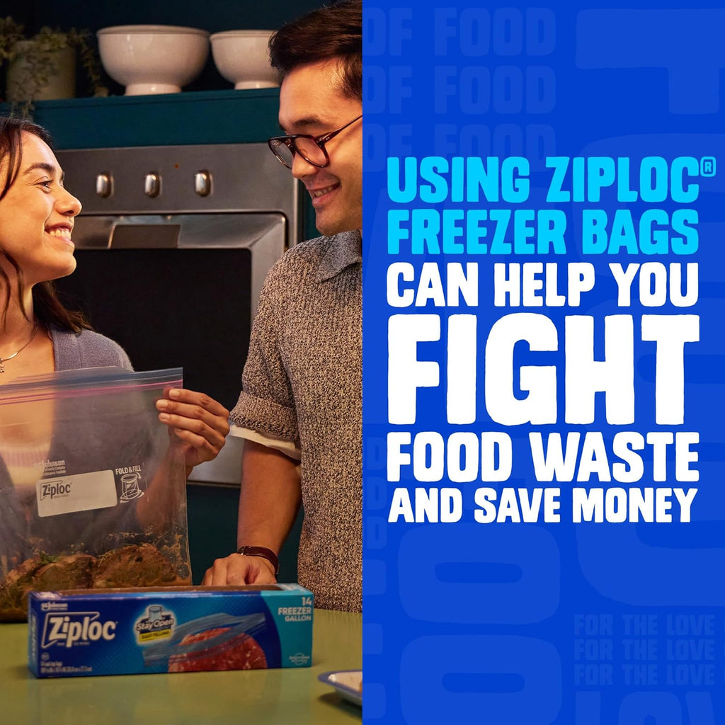 Ziploc Gallon Food Storage Freezer Bags, Stay Open Design, Easy to Fill, 66 Count (Packaging May Vary)