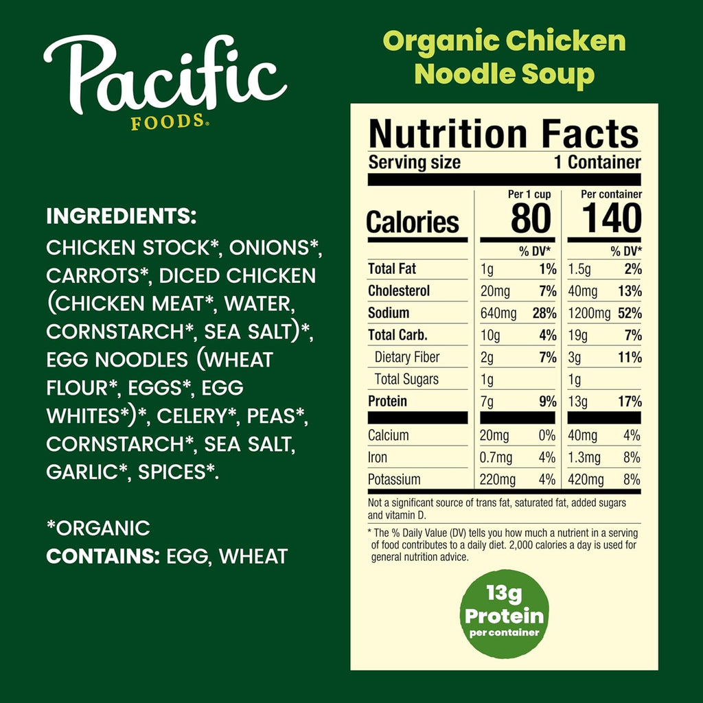 Pacific Foods, Soup Chicken Noodle Organic, 16.1 Ounce