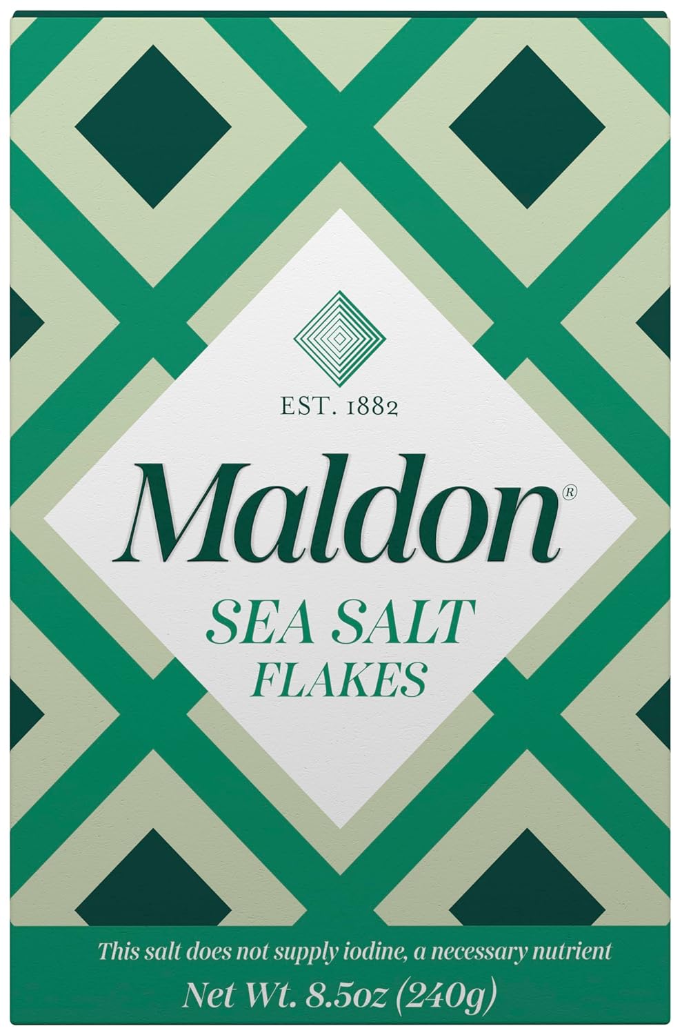 Maldon Salt, Sea Salt Flakes, 8.5 oz (240 g), Kosher, Natural, Unique Gourmet Pyramid Shaped Salt Flakes, Perfect for a Wide Range of Dishes, Hand-Harvested for Four Generations (Packaging May vary)