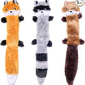 ZippyPaws Skinny Peltz - No Stuffing Dog Toy Pack to Keep Them Busy, for Medium and Large Dogs, Squeaky Pet Toys, Unstuffed Chew Toys, Soft Plush Variety Pack, Fox, Raccoon, and Squirrel - 18"