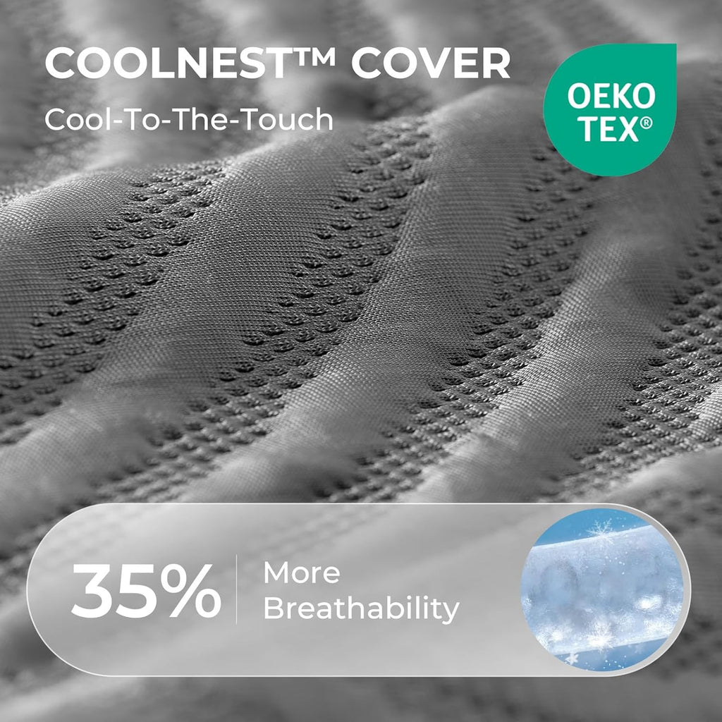 Sweetnight CoolNest 14 Inch King Size Mattress, Cooling King Memory Foam Mattress for Cool Night Sleep, 5-Zone Ergo Support for Pressure Relief, Medium, CertiPUR-US Certified