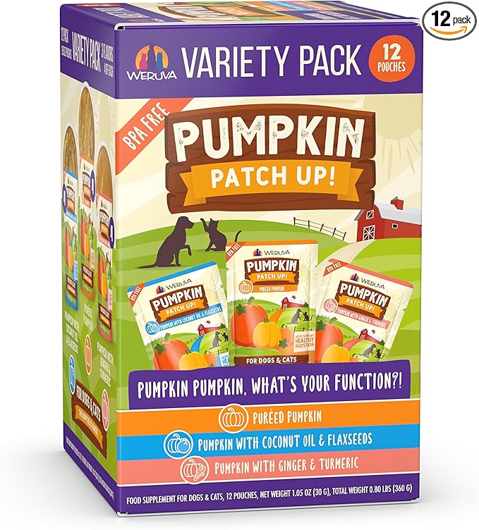 Weruva Pumpkin Patch Up! Pumpkin Pumpkin, What's Your Function Variety Pack for Dogs & Cats, 1.05oz Pouch (Pack of 12)