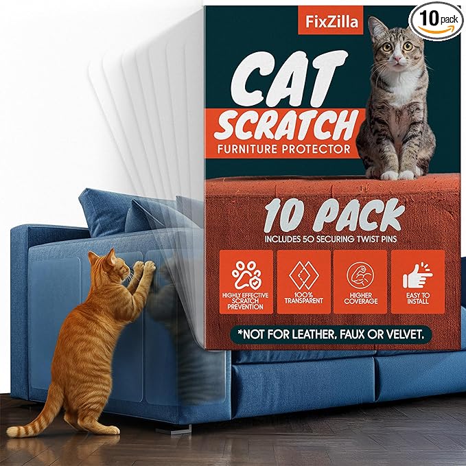 FixZilla Anti Cat Scratch Furniture Protector, 10-Pack